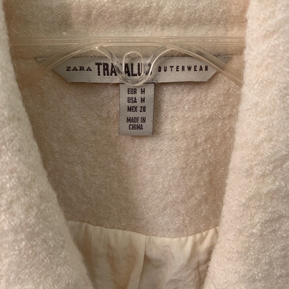 ZARA Ivory Wool Coat - Size M - Like New - Picture 5 of 6